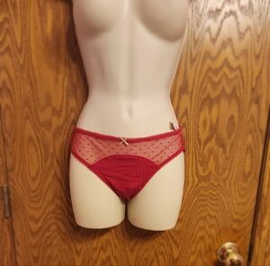 Victoria's Secret Red Mesh Polka Dot Panties
